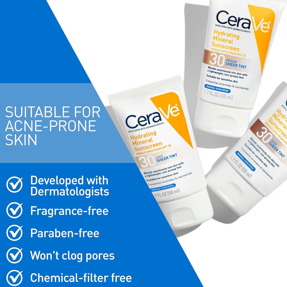 CeraVe Hydrating Mineral Sunscreen SPF 30 (50 ml) - Image 2