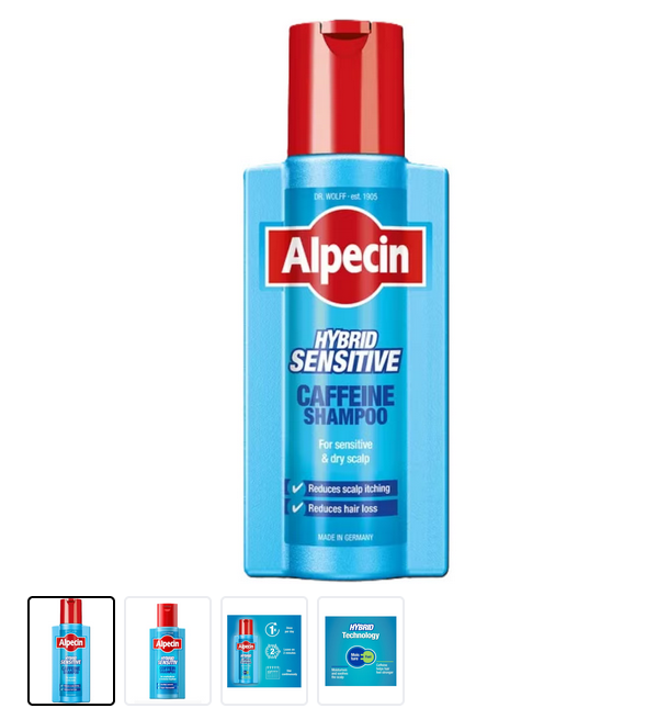 Alpecin Hybrid Caffeine Shampoo 250ml – Anti-Hair Loss & Sensitive Scalp Care for Men