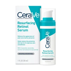 CeraVe Resurfacing Retinol Serum For Post Acne Marks, Formulated With Licorice Root Extract & Niacinamide, Brightening Serum & Pore Minimizer For Face, Post Acne Skin Barrier Repair, Non-Comedogenic