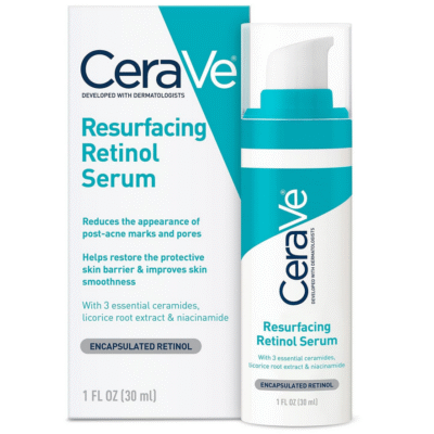 CeraVe Resurfacing Retinol Serum For Post Acne Marks, Formulated With Licorice Root Extract & Niacinamide, Brightening Serum & Pore Minimizer For Face, Post Acne Skin Barrier Repair, Non-Comedogenic