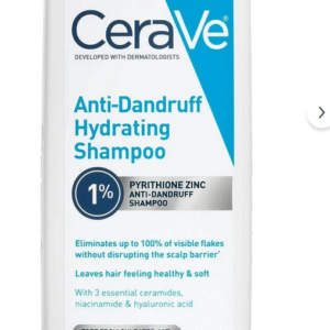 CeraVe Hydrating Anti Dandruff Shampoo, 1% Pyrithione Zinc Dandruff Treatment With Ceramides, Niacinamide & Hyaluronic Acid, Helps Eliminate Flakes & Provides Itchy Scalp Relief, Sulfate Free, 12 Oz