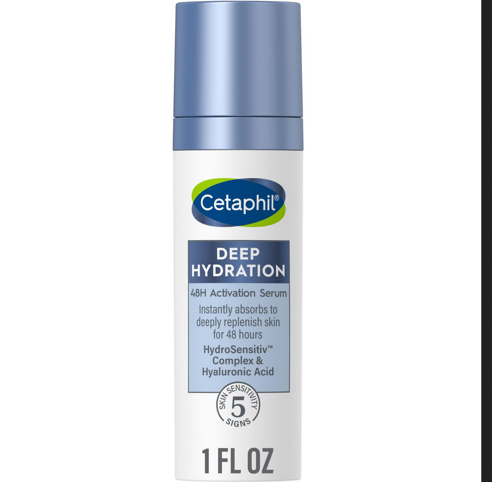 Cetaphil Deep Hydration Fragrance Free 48 Hour Activation Serum, 1 Fl oz, 48Hr Dry Skin Face Moisturizer for Sensitive Skin, With Hyaluronic Acid, Vitamin E & B5, Dermatologist Recommended