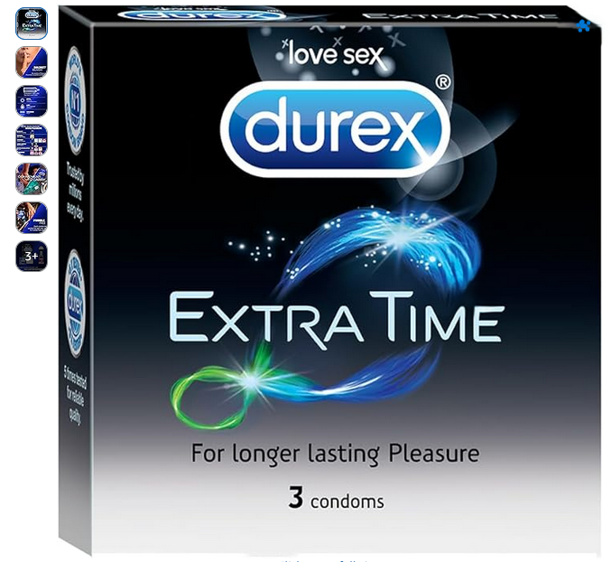 Durex Condoms, Extra Time - 3 Count