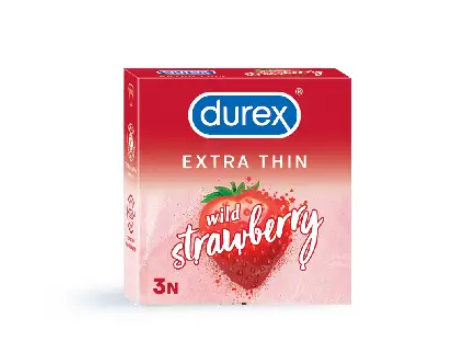 Durex Extra Thin Wild Strawberry Flavoured Condom – 3Pcs Pack