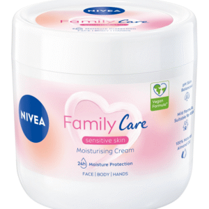NIVEA Almond, Family Care Sensitive Moisturising Cream, Body Cream for Dry Skin, Sensitive Skin Moisturiser with Natural Almond Oil, Suitable for the Whole Family, 450 ml (Pack of 1)