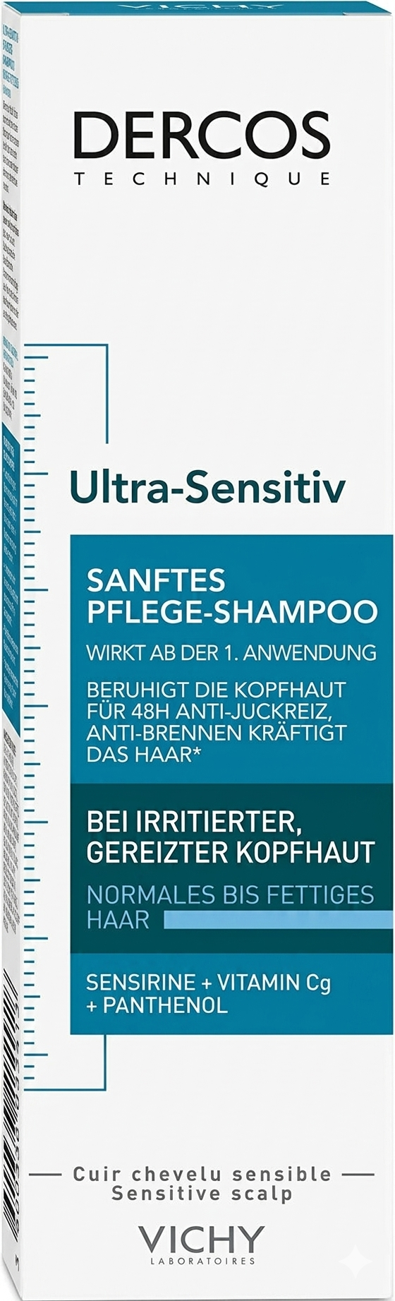VICHY DERCOS Ultra Sensitive Gentle Care Shampoo For irritated Sensitive Scalps Normal to Oily Hair.
