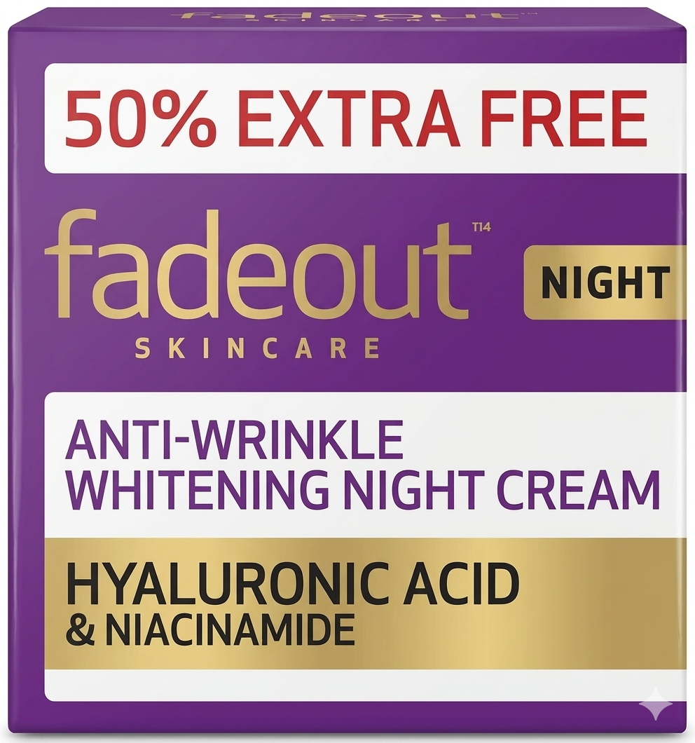 Anti-Wrinkle Whitening Night Cream 50ml Hyaluronic acid and Niacinamide  50 % Extra.