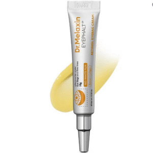 Dr. Melaxin Retinol Eyebag Cream – targeted retinol eye bag cream to visibly de-puff, smooth fine lines, and brighten the look of dark circles; lightweight, fast-absorbing under-eye treatment that hydrates, firms the eye contour, and refreshes tired eyes; suitable for all skin types; fragrance-free
