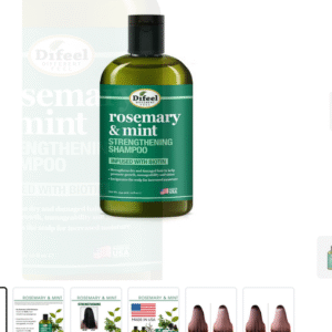 Difeel Rosemary Mint Strengthening Shampoo with Biotin 12 oz. - Made with Natural Rosemary Oil for Hair Growth