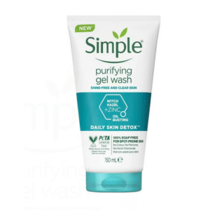 Simple Daily Skin Detox Purifying Facial Wash 150ml – Oily & Blemish-Prone Skin Cleanser with Thyme, Zinc & Witch Hazel | Gentle Daily Face Wash