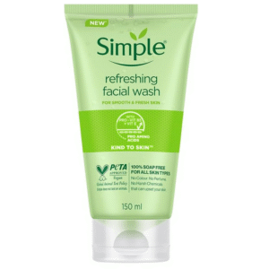 Simple Refreshing Facial Wash, Make-Up Remover With Pro-Vitamin B5, Vegan, No Perfume And Alcohol, Vitamin E Anti-Oxidant, Soap-Free, Hypoallergenic, Sensitive Skin, 150Ml