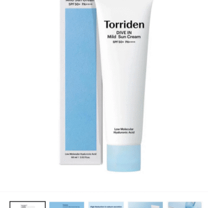 Torriden Dive In Mild Sun Cream SPF 50+ PA++++ (60ml) | Korean Mineral Sunscreen with Hyaluronic Acid & Zinc Oxide
