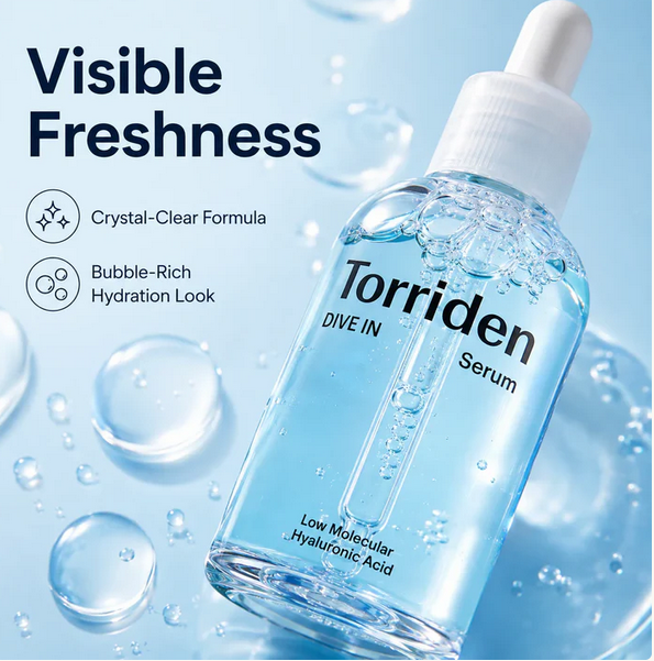 Torriden DIVE-IN Low-Molecular Hyaluronic Acid Serum 50ml, Featherlight, Moisture Retention Aid, Korean Skincare, for Korean Makeup
