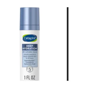 Cetaphil Deep Hydration Fragrance Free 48 Hour Activation Serum, 1 Fl oz, 48Hr Dry Skin Face Moisturizer for Sensitive Skin, With Hyaluronic Acid, Vitamin E & B5, Dermatologist Recommended