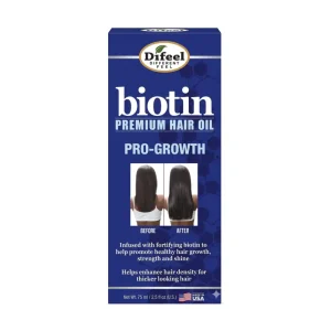 Difeel Natural Premium Biotin Hair Oil Pro growth | Infused With Fortified Strengthening Formulas | to Promote Healthy Hair Growth | Improves Both Hair Strength & Shine 75 Ml