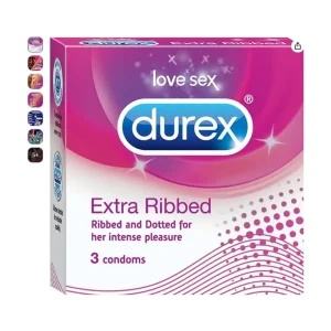 Durex Extra Ribbed Condoms, Pack of  3