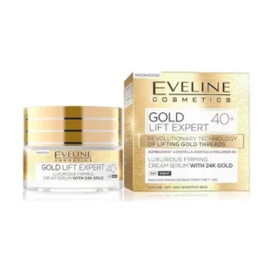 Eveline Cosmetics Gold Lift Expert Anti-Wrinkle Cream, Infused With 24 Carat Gold, Firming Serum 50ml