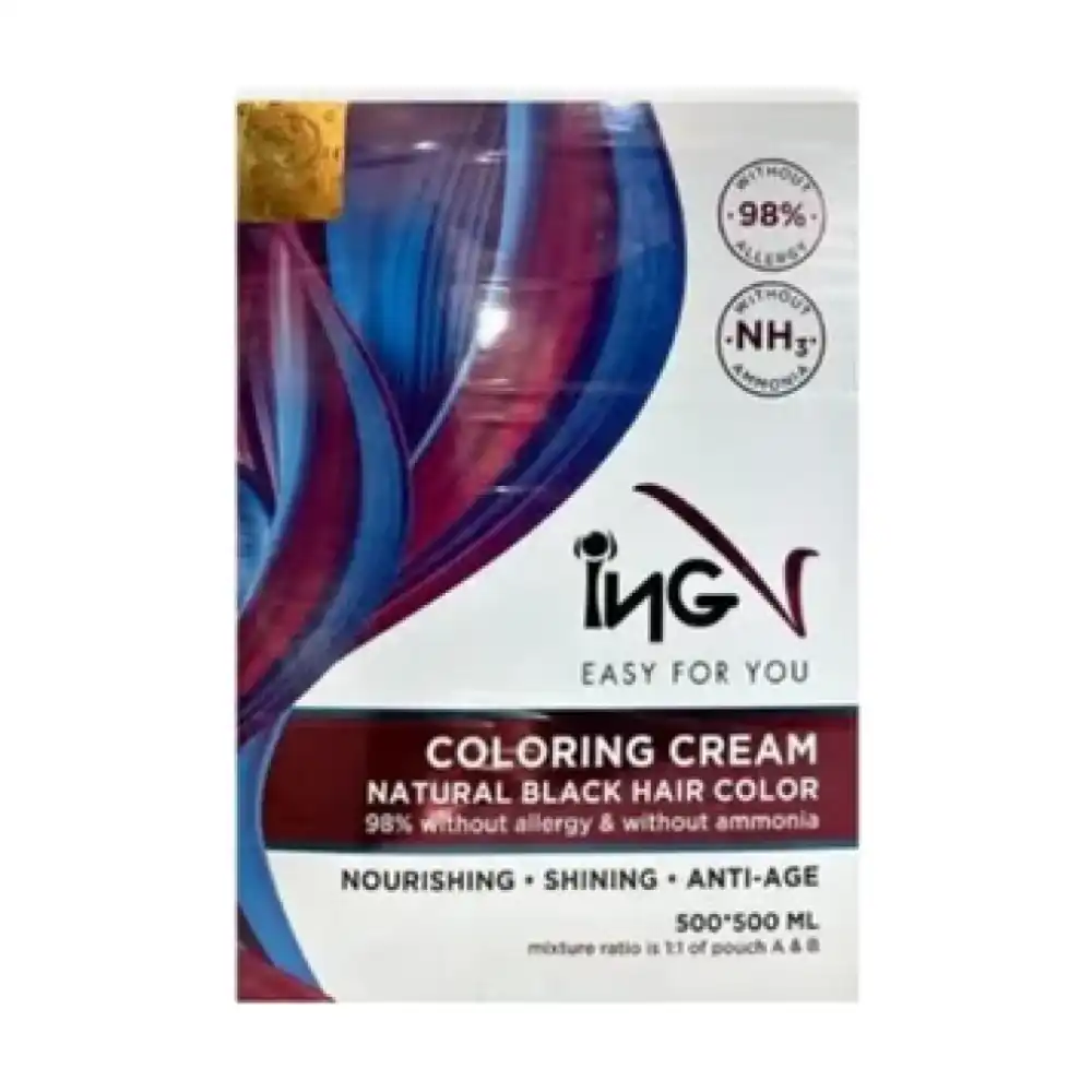 ING Coloring Cream Natural Black Free Ammonia 2x-500ml