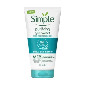 Simple Daily Skin Detox Purifying Facial Wash 150ml – Oily & Blemish-Prone Skin Cleanser with Thyme, Zinc & Witch Hazel | Gentle Daily Face Wash