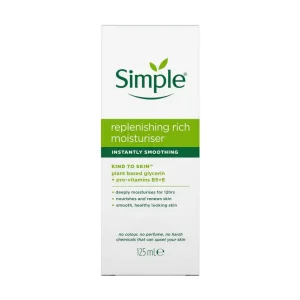 Simple Replenishing Rich Lotion Moisturiser with Pro-Vitamins B5 + E for Nourished, Healthier-Looking Skin 125 ml