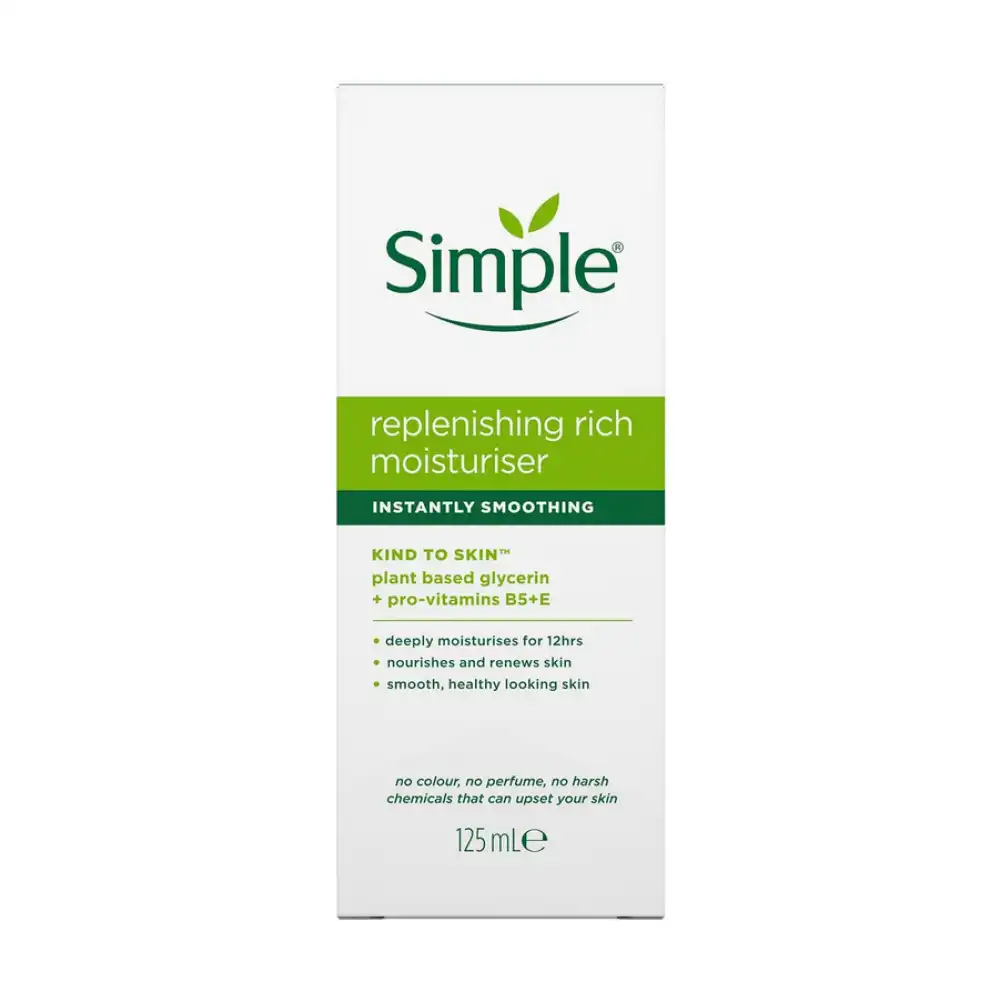 Simple Replenishing Rich Lotion Moisturiser with Pro-Vitamins B5 + E for Nourished, Healthier-Looking Skin 125 ml