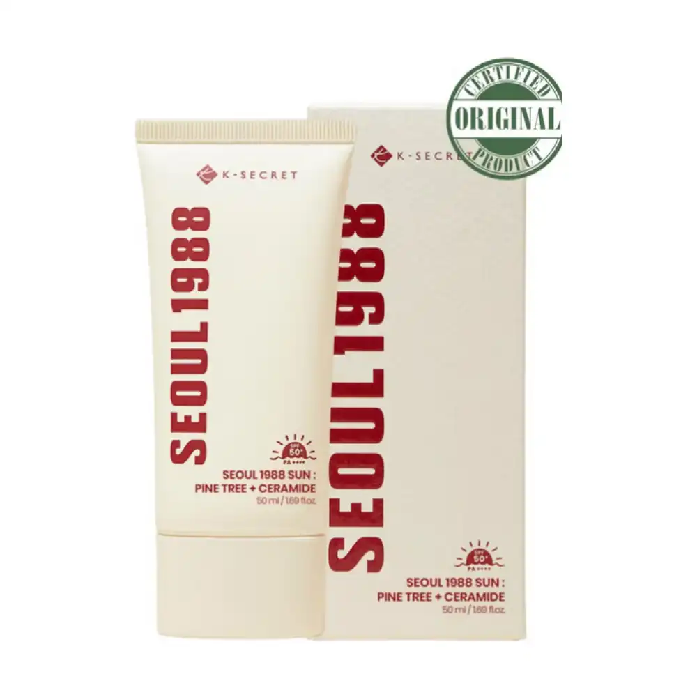 K-SECRET SEOUL 1988 Sun with Pine Tree Extract and Ceramide – Broad Spectrum Daily Sunscreen for UVA/UVB Protection, Hydration, and Strong Skin Barrier Support
