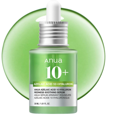 Anua Azelaic Acid 10 Hyaluron Redness Soothing Serum, Facial Serum for Sensitive skin, Hyaluronic Acid, Niacinamide, Spot Care, Natural Color, Vegan, Korean Skincare (30ml/ 1.01 fl oz.)
