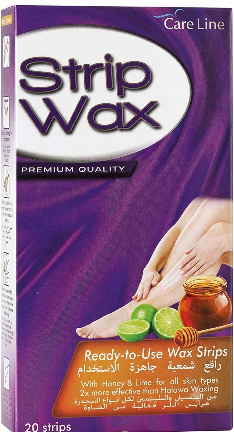 CARE LINE Strip Wax With Honey and Lemon 20 Strips – Ready-to-Use Hair Removal Wax Strips for Smooth Skin
