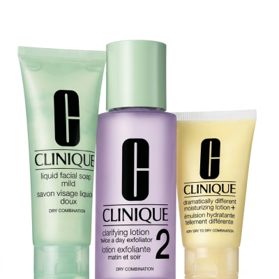 Clinique 3-Step Intro Kit - Dry Combination (Liquid Facial Soap Mild, Clarifying Lotion 2, Dramatically Different Moisturizing Lotion