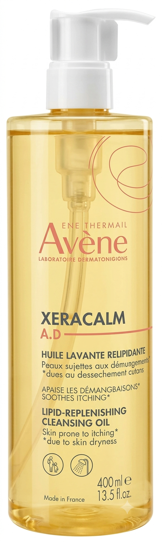 Eau Thermale Avene Xeracalm A.D Lipid - Replenishing Cleansing Oil - for Very Dry Skin Prone to Atopic Eczema - 400ml Bottle