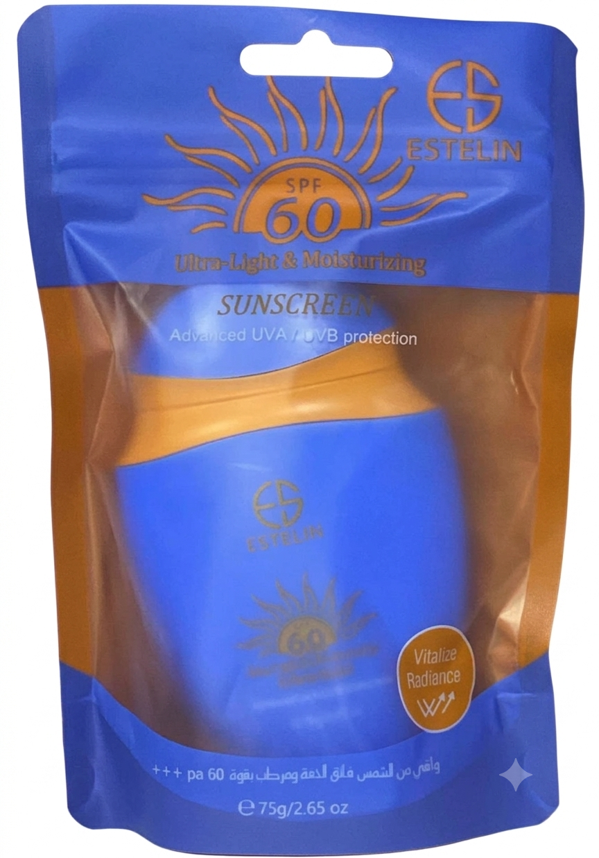 ESTELIN SPF60 Ultra Light and Moisturizing SUNSCREEN Advanced UVA /UVB Protection 75 gm