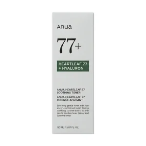 Anua Heartleaf 77 Soothing Toner, Moisturizing & Calming Facial Toner for Glass Skin, Hyaluronic Acid, Lightweight Hydration for Sensitive Skin, Redness Relief, Korean Skin Care,150 ML