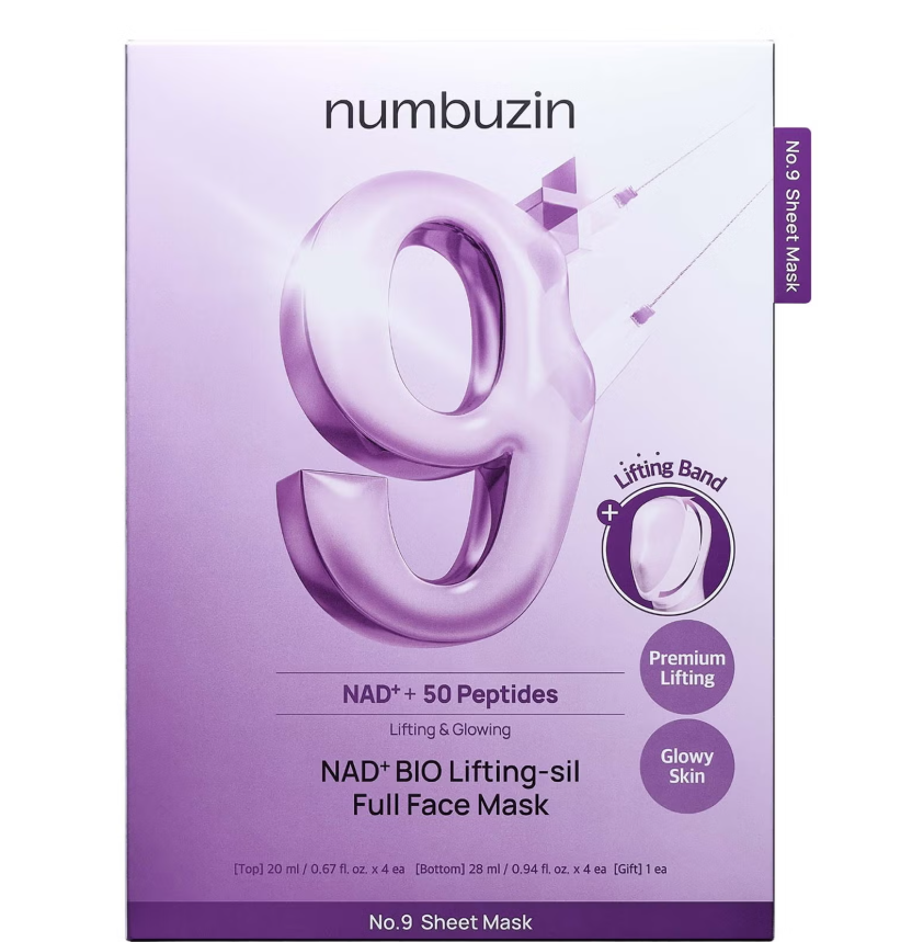 Numbuzin No.9 NAD Bio Full Face Pack Sheet (Pack of 4)