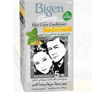 Bigen Speedy Hair Color Conditioner No. 881 Natural Black – Ammonia-Free Hair Dye with Natural Herbs & Oils, Fast 5-Minute Coloring