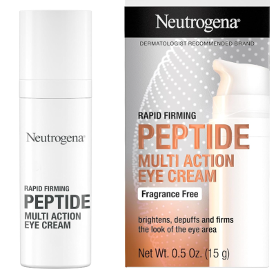 Neutrogena Rapid Firming Peptide Multi Action Depuffing & Brightening Eye Cream, Hydrating & Fragrance-Free Eye Firming Cream to visibly Reduce Fine Lines & Puffiness, 0.5 fl. oz