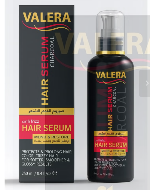 VALERA Anti Frizz Hair Serum Charcoal Mend and Restore 250 ml