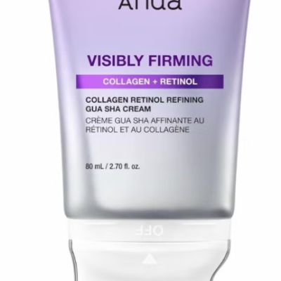 Anua Visibly Firming Collagen Retinol Refining Gua Sha Cream, 80ml – Targeted Firming Treatment with Built-in Sculpting Applicator