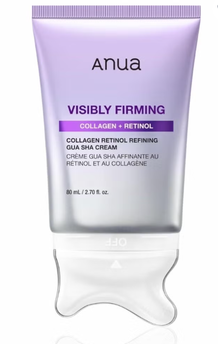 Anua Visibly Firming Collagen Retinol Refining Gua Sha Cream, 80ml – Targeted Firming Treatment with Built-in Sculpting Applicator
