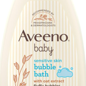 Aveeno Baby Sensitive Skin Bubble Bath with Oat Extract, Gently Cleanses and Leaves Skin Feeling Hydrated, Tear-Free Formula, Hypoallergenic, Paraben-, Phthalate-, Soap- & Dye-Free, 19.2 fl. Oz