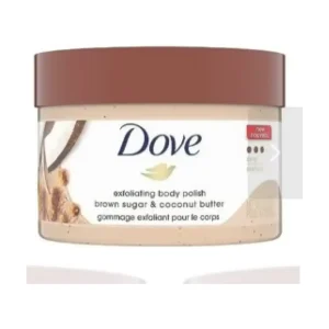 Dove Exfoliating Body Polish Scrub Dry Skin Brown Sugar & Coconut Butter,Gently Exfoliates & Moisturizes Instant Soft & Smooth Skin,Naturally Derived Ingredients,Sulfate-Free,Coconut Scent,298G