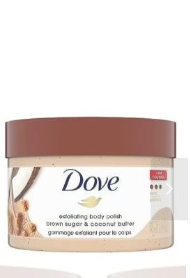 Dove Exfoliating Body Polish Scrub Dry Skin Brown Sugar & Coconut Butter,Gently Exfoliates & Moisturizes Instant Soft & Smooth Skin,Naturally Derived Ingredients,Sulfate-Free,Coconut Scent,298G