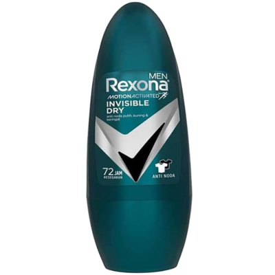Rexona Men's 72 hour sweat & odor protection Antiperspirant Deodorant Roll-On Invisible Dry with MotionActivated technology, 45 Ml