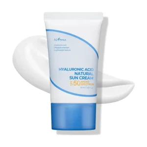 ISNTREE Hyaluronic Acid Natural Suncream SPF 50, Mineral Sunscreen, Gentle Tone-Up Effect, Hydrating Daily Sun Cream, Sensitive Skin Friendly, Korean Skincare, 50ml