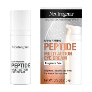 Neutrogena Rapid Firming Peptide Multi Action Depuffing & Brightening Eye Cream, Hydrating & Fragrance-Free Eye Firming Cream to visibly Reduce Fine Lines & Puffiness, 0.5 fl. oz