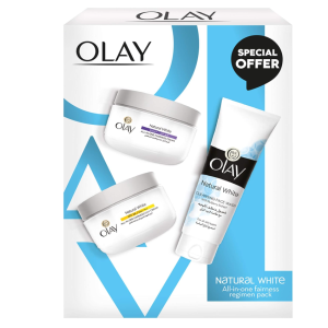 Olay Natural White Beauty Box: Face Wash 100 g + Day Cream SPF 24 50 g + Night Cream 50 g, 200 g