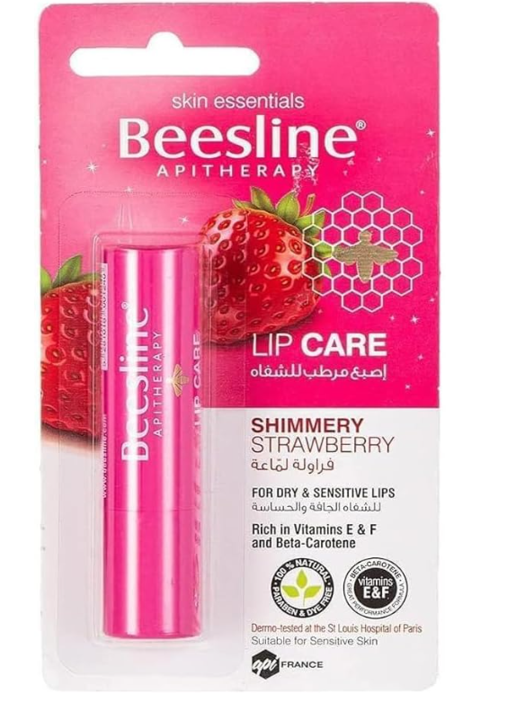 Beesline Lip Care Shimmery Strawberry Lip Balm 4 g, Pink